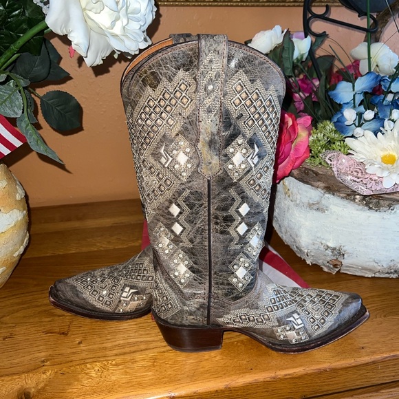 Golden Guns Distressed Brown Embroidered/Crystal   Western Boots  US6 MEX23 - Picture 3 of 12